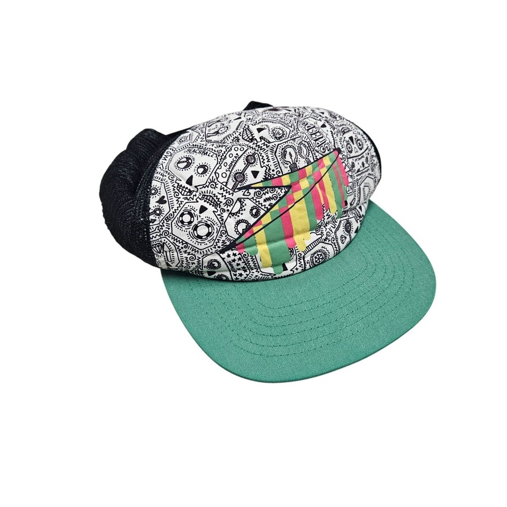 VINTAGE Speedo Unisex Mesh Trucker Snapback Hat‎ Bright Graphic Green Y2K Skulls